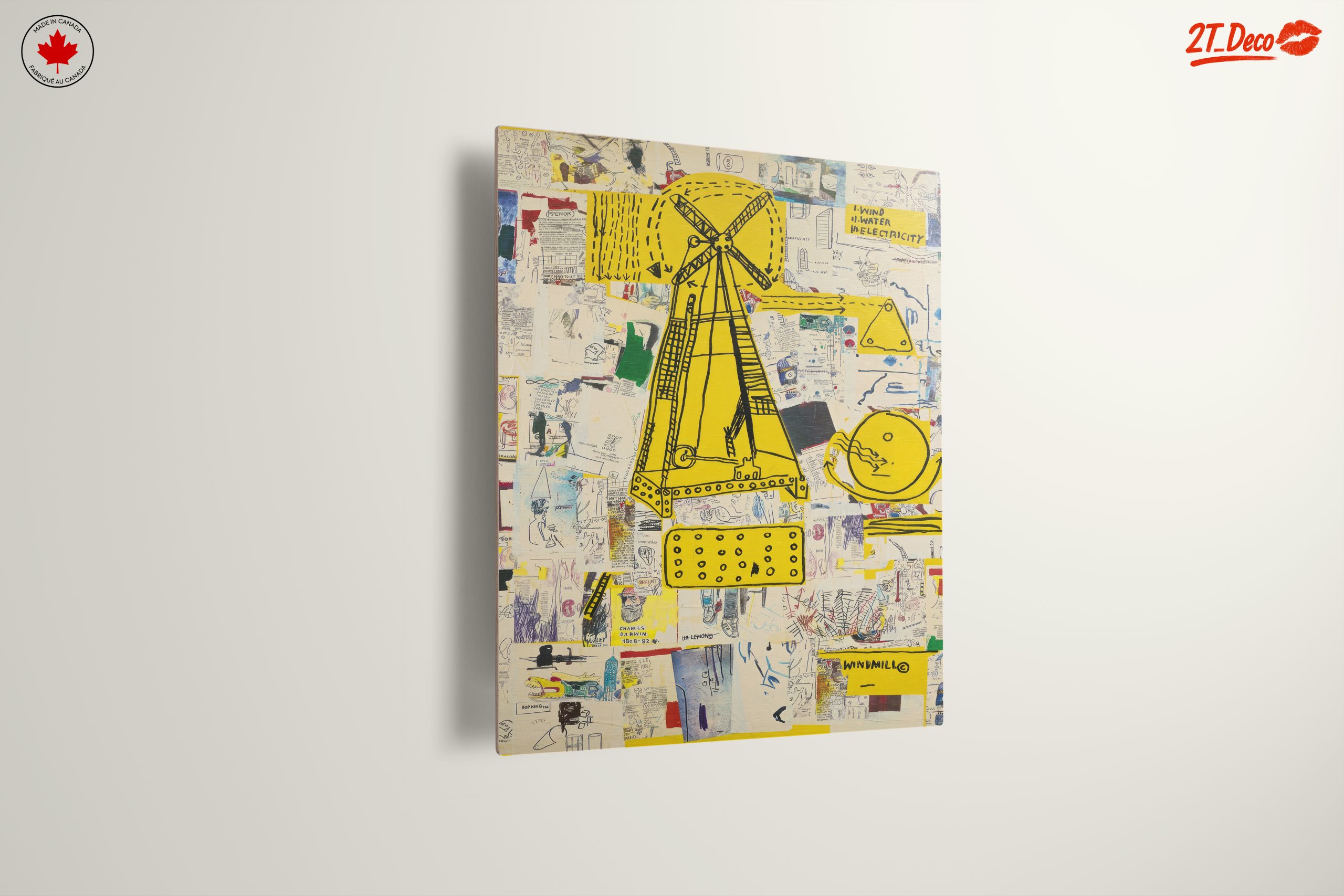 Whimsical Windmill and Abstract Collage Artwork - Image 13