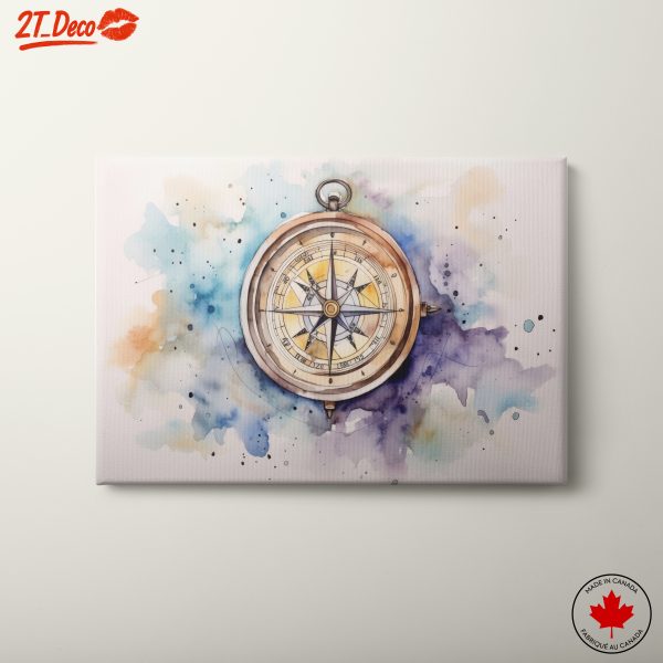 Vibrant Compass Watercolor Art