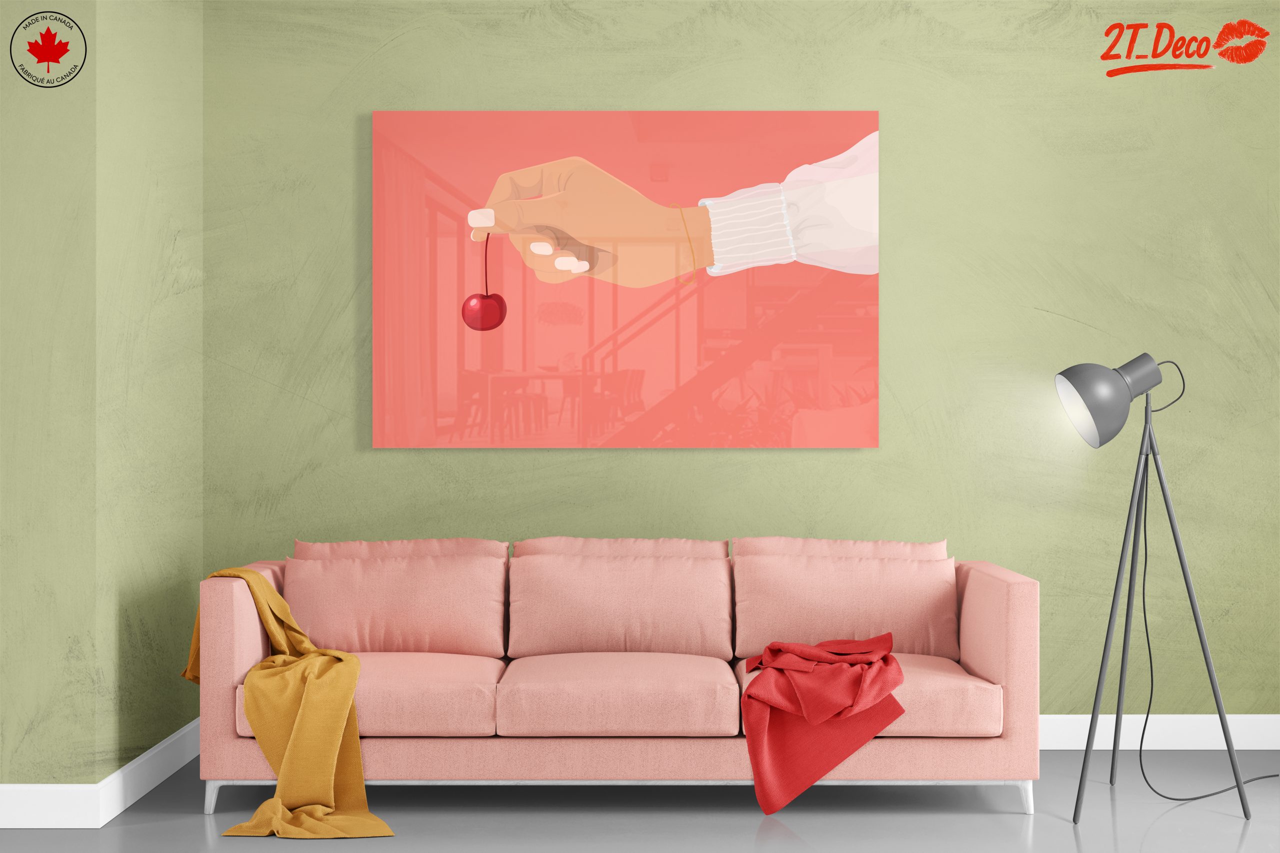 Hand Holding Cherry On Pink Background - Image 7