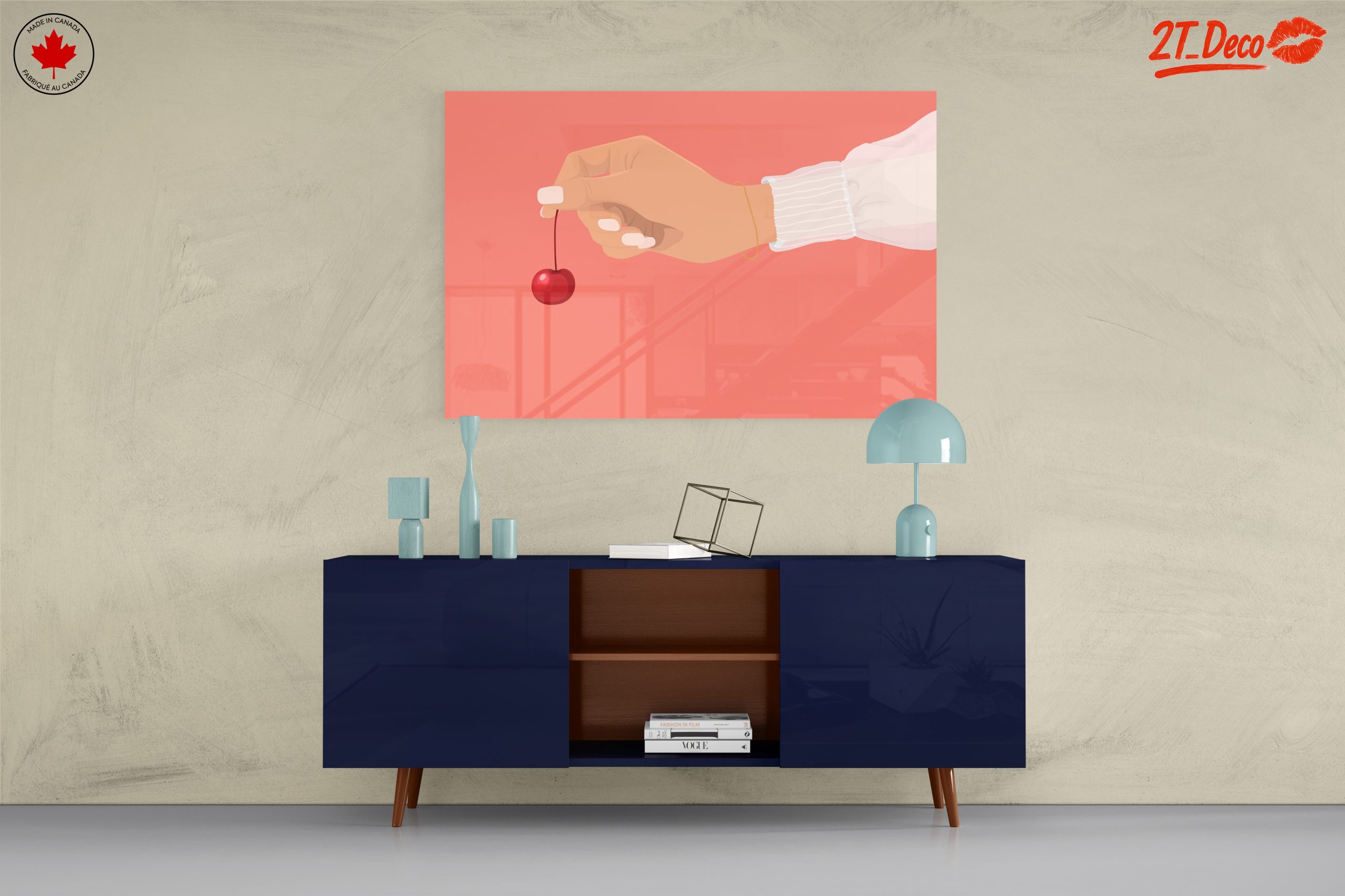 Hand Holding Cherry On Pink Background - Image 8