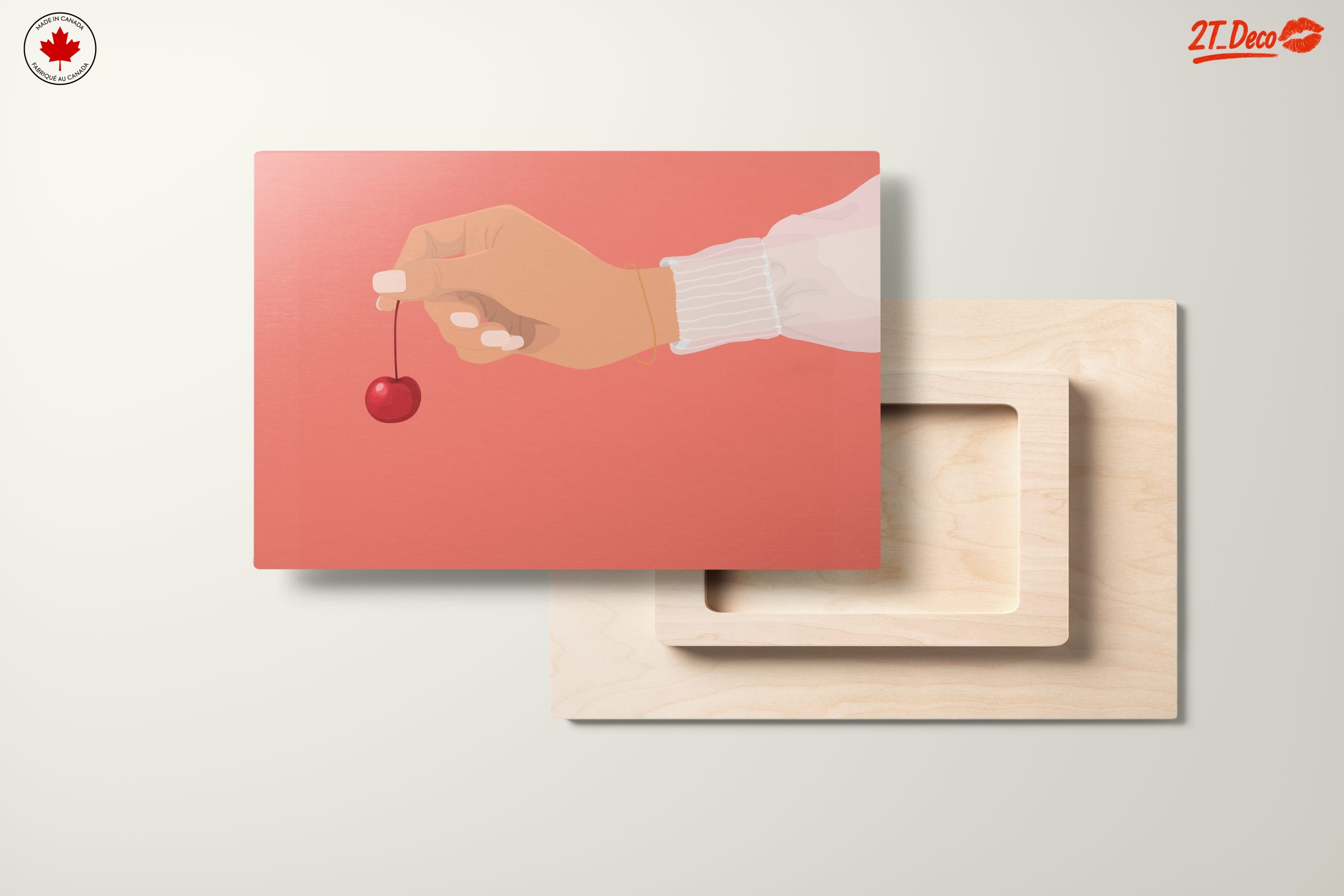 Hand Holding Cherry On Pink Background - Image 11