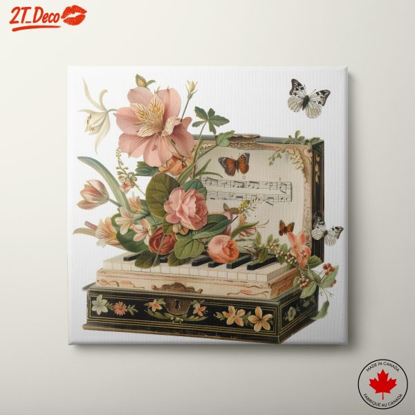 Vintage Floral Music Box Art