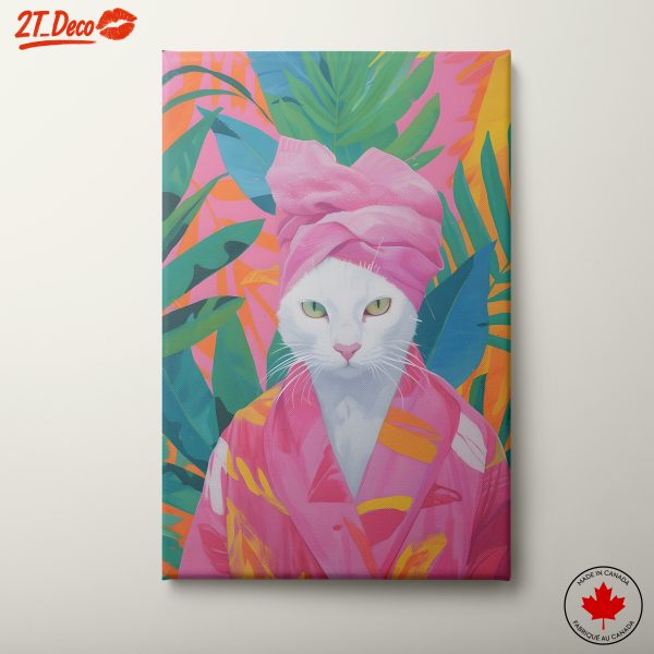 Stylish Cat with Tropical Background