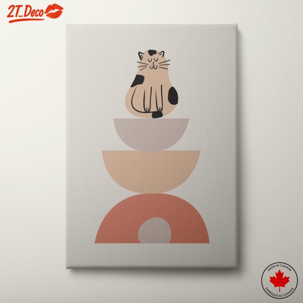 Playful Cat Illustration with Geometric Shapes