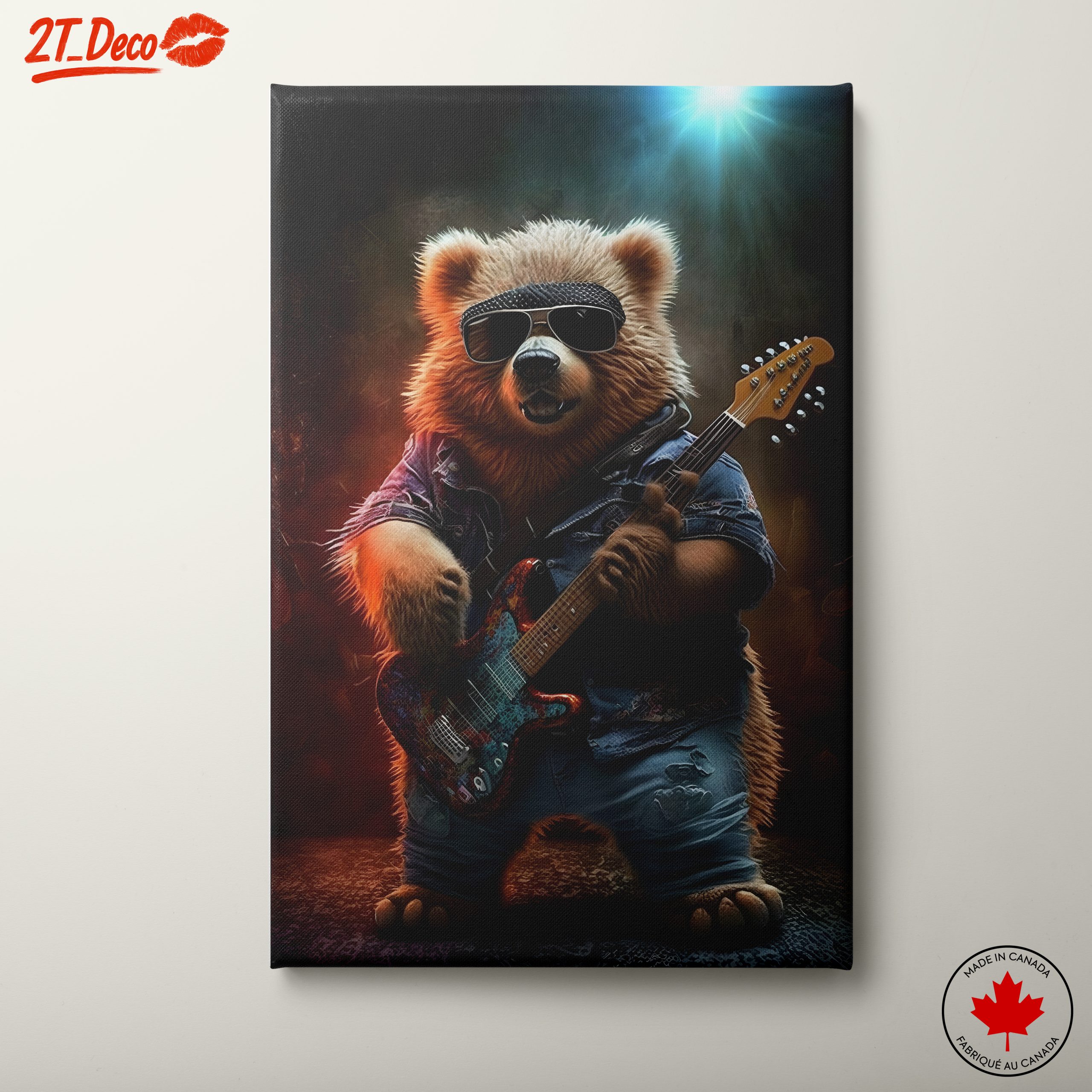 Cool Bear Playing Guitar Art