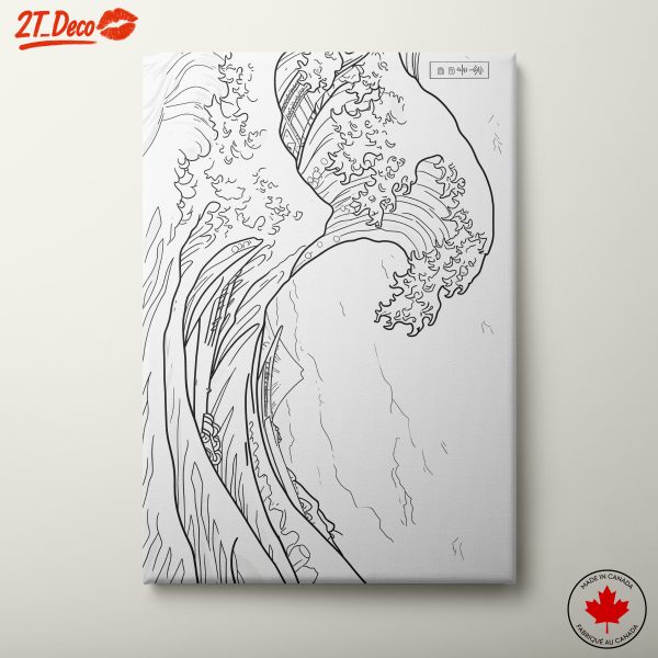 Stylized Abstract Wave in Black and White Art