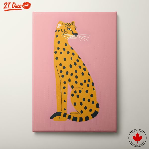 Stylized Leopard Art on Pink Background 2