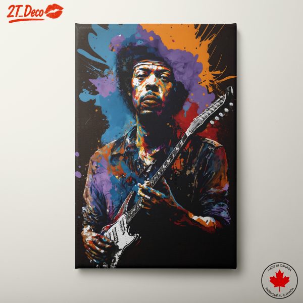 Vibrant Contemporary Music Portrait of Iconic Guitarist
