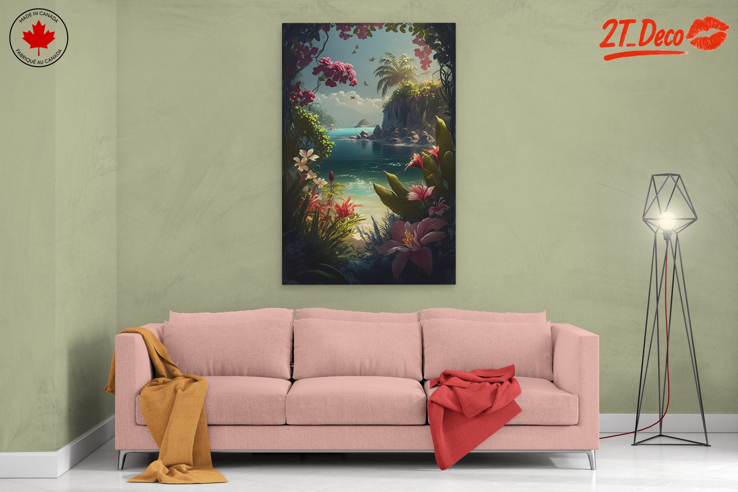 Tropical Paradise Seascape with Floral Elements - Image 2