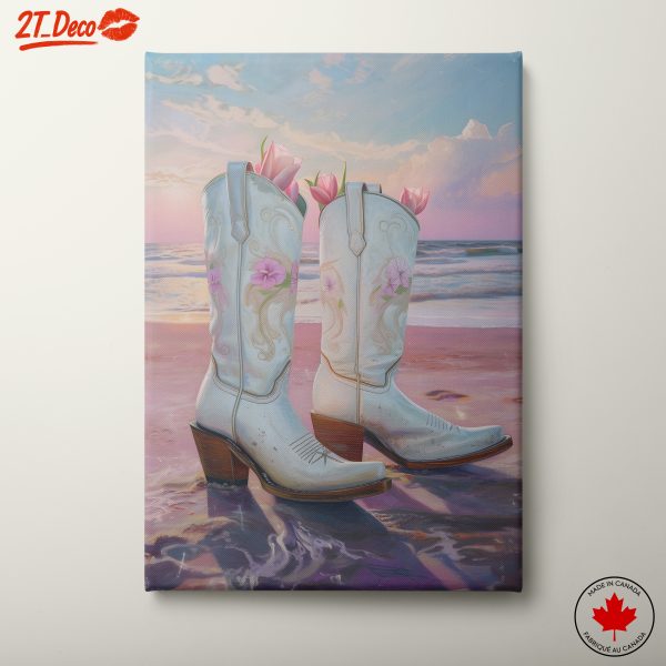 Floral Cowboy Boots by the Beach