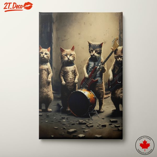 Cats Rock Band Whimsical Art