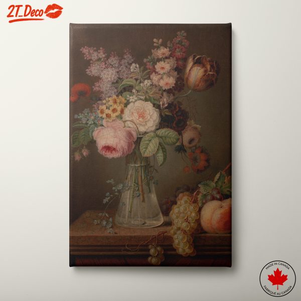 Stunning Botanical Still Life with Flowers and Fruits