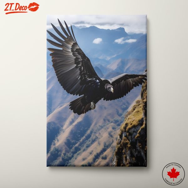 Majestic Vulture in Flight Over Mountains