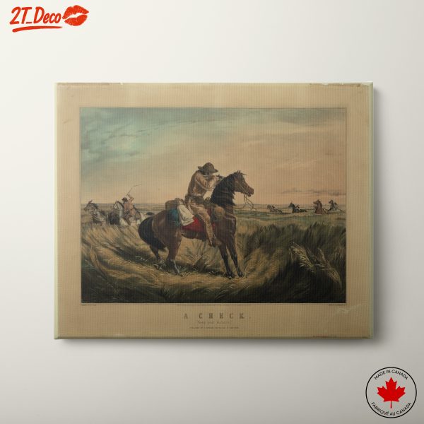 Cowboy Riding Horse in Wheat Field