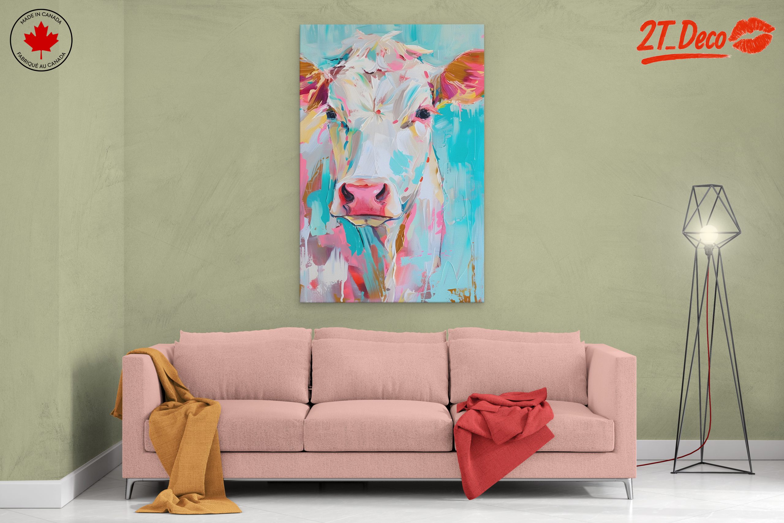 Vibrant Cow Portrait with Playful Colors - Image 2