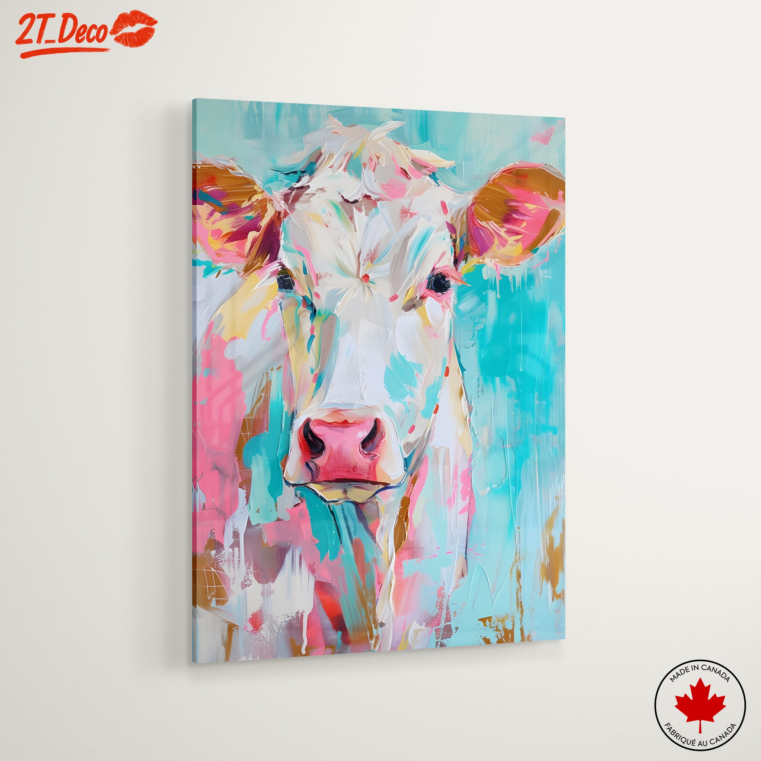 Vibrant Cow Portrait with Playful Colors - Image 6