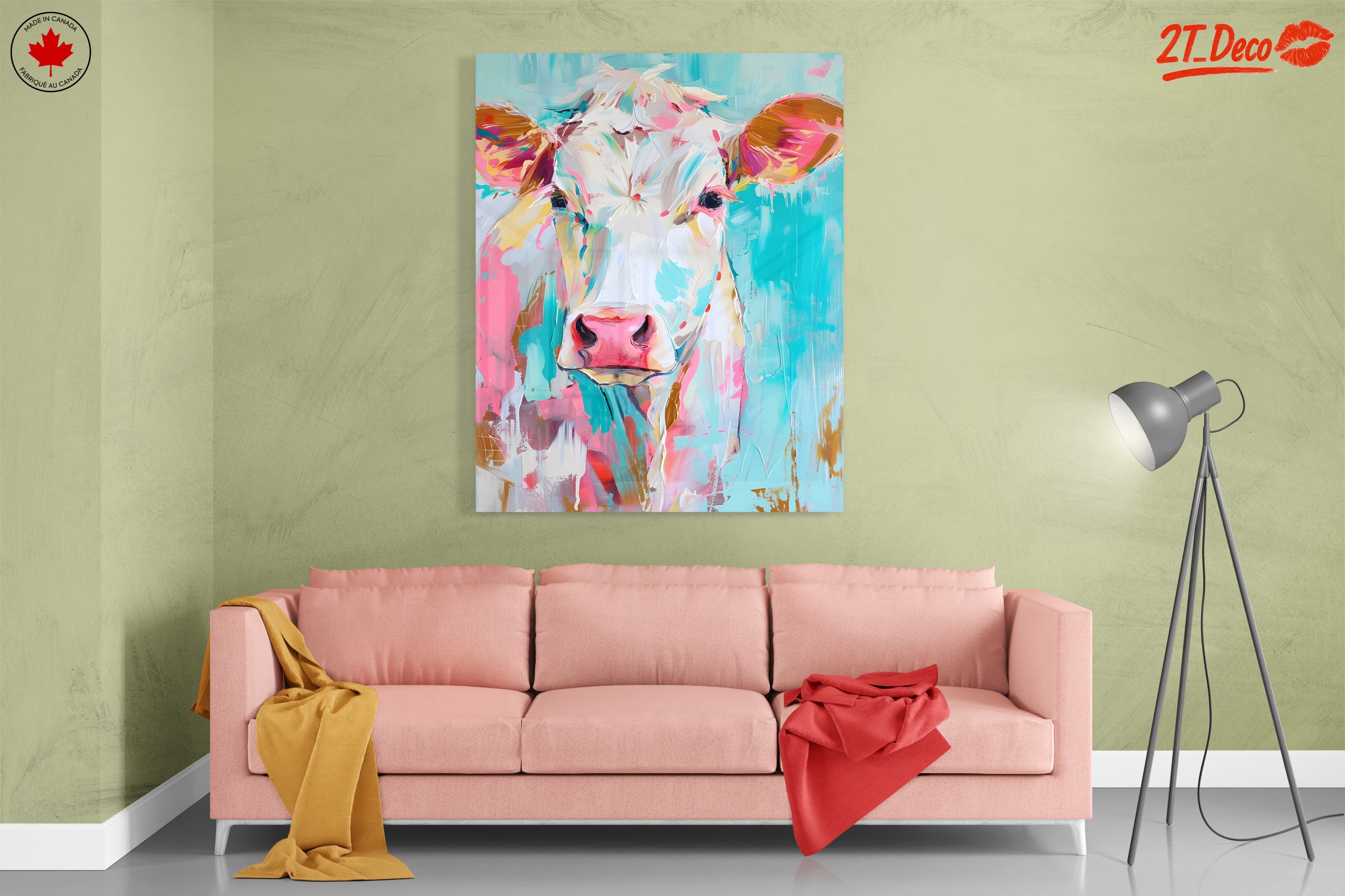 Vibrant Cow Portrait with Playful Colors - Image 7