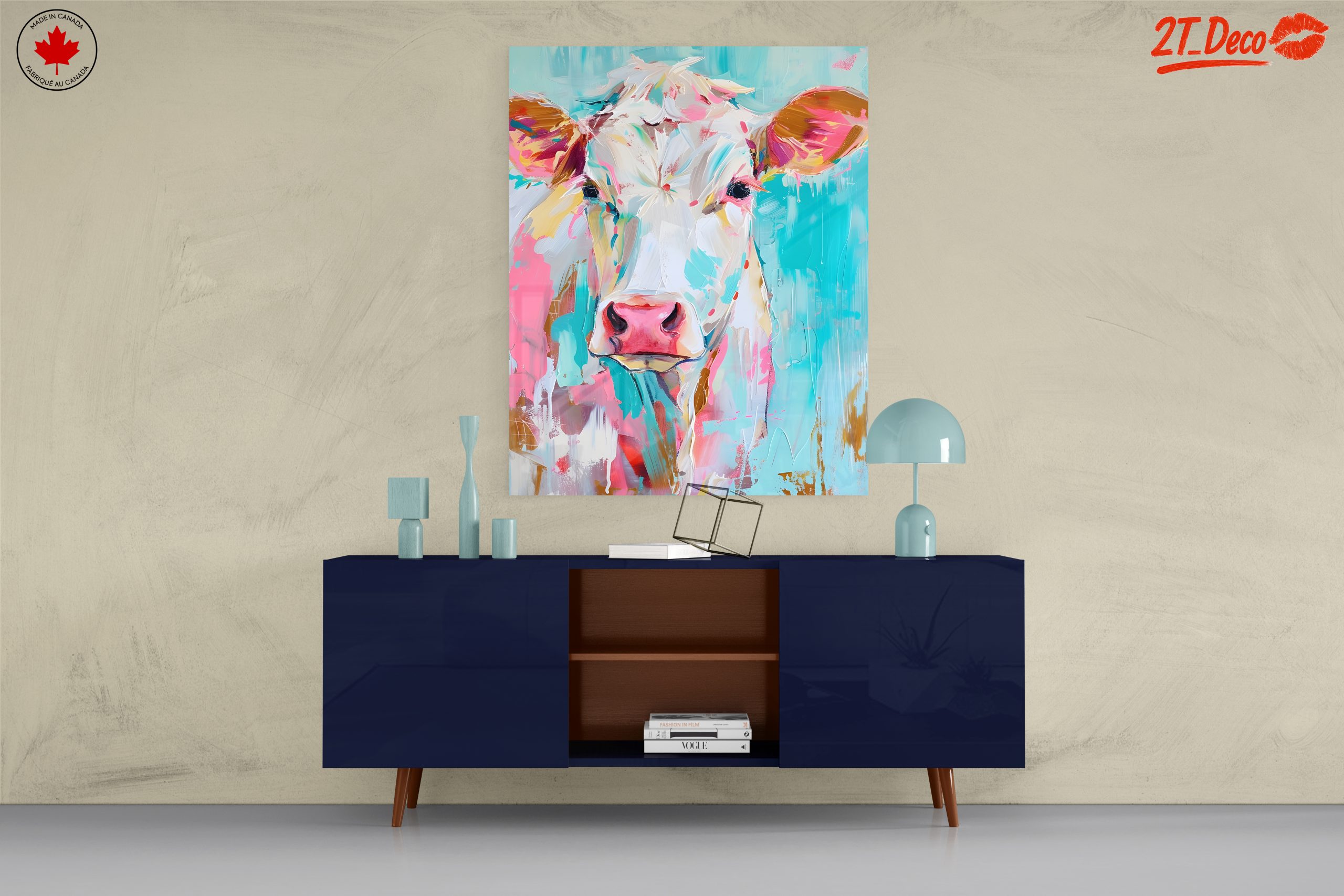 Vibrant Cow Portrait with Playful Colors - Image 8
