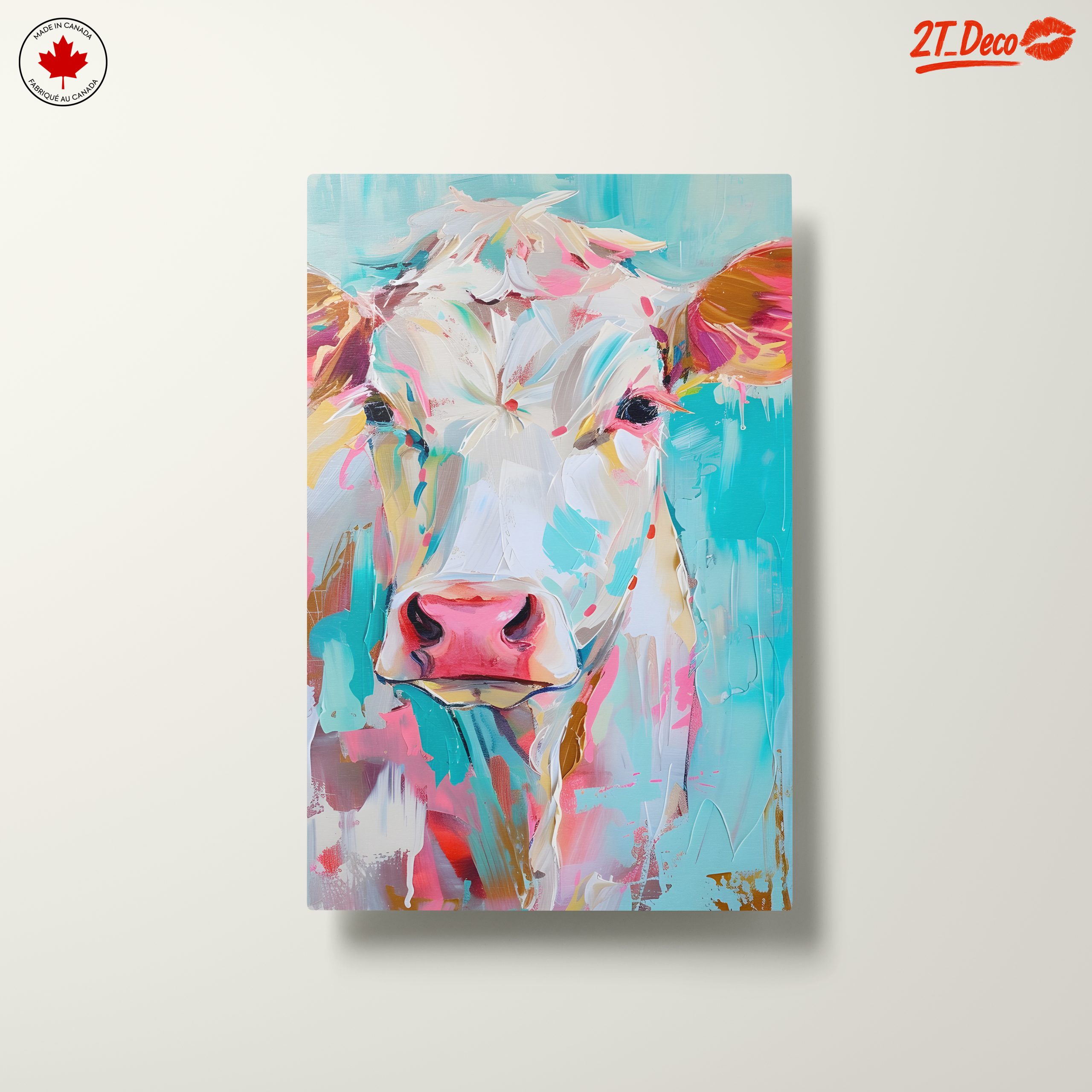 Vibrant Cow Portrait with Playful Colors - Image 10