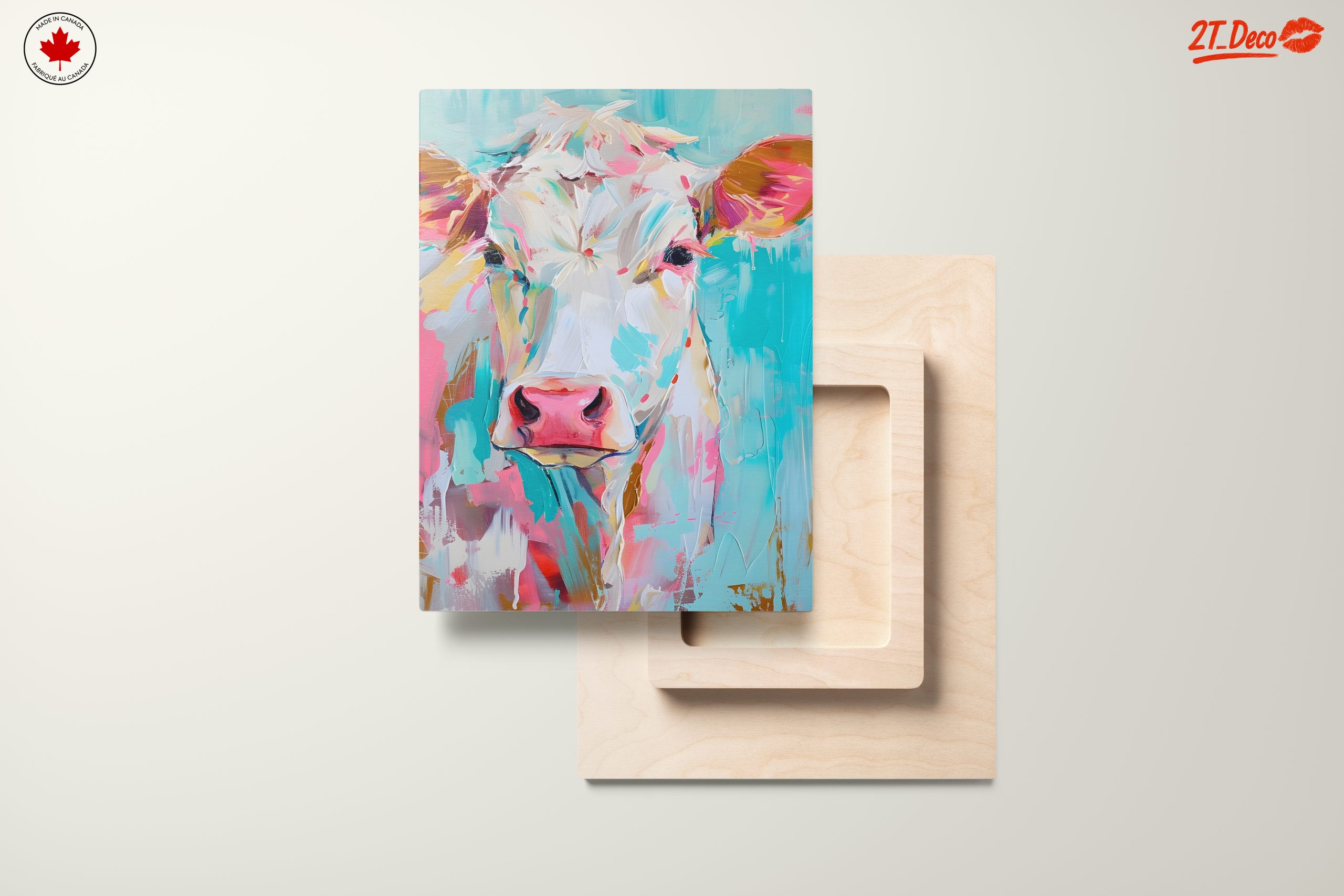 Vibrant Cow Portrait with Playful Colors - Image 11