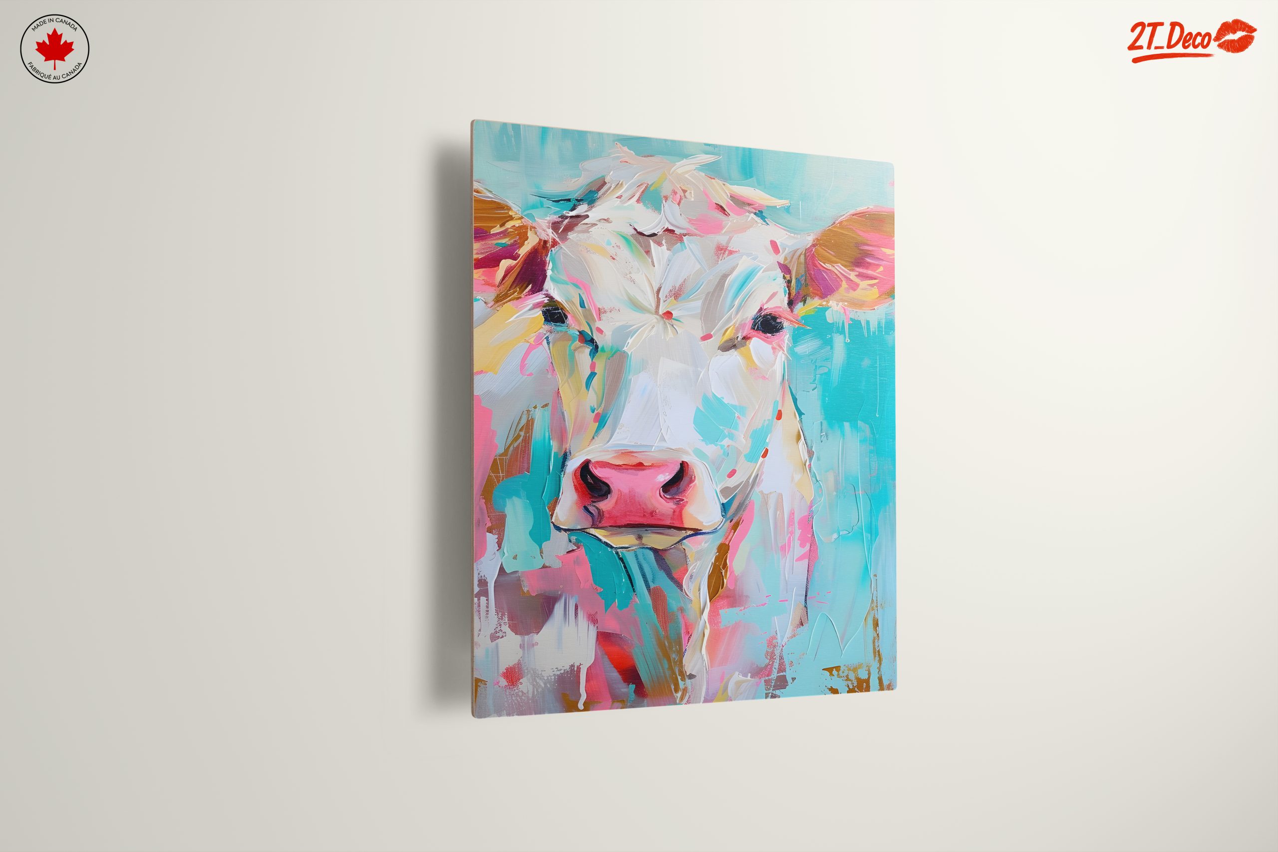 Vibrant Cow Portrait with Playful Colors - Image 13