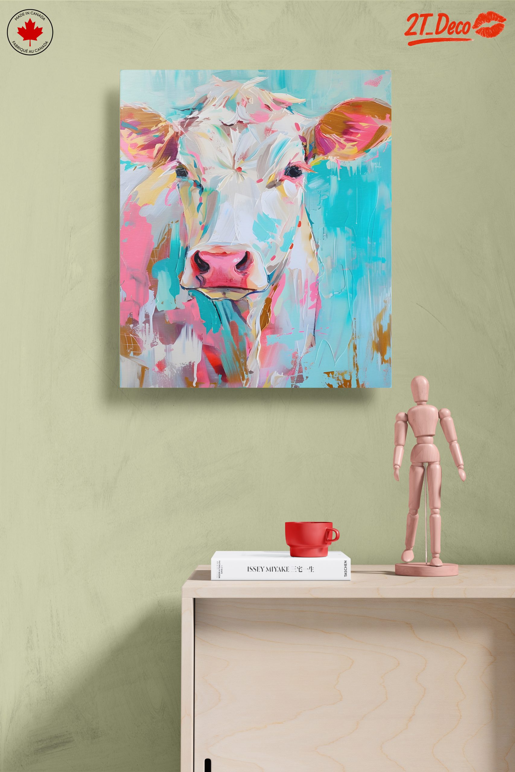 Vibrant Cow Portrait with Playful Colors - Image 14