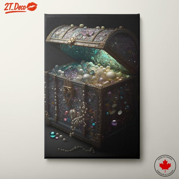Decorative Treasure Chest with Gems and Pearls