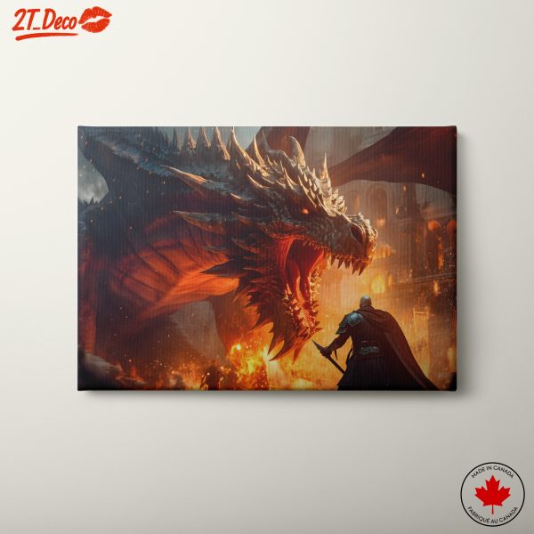 Epic Dragon and Warrior Battle Art