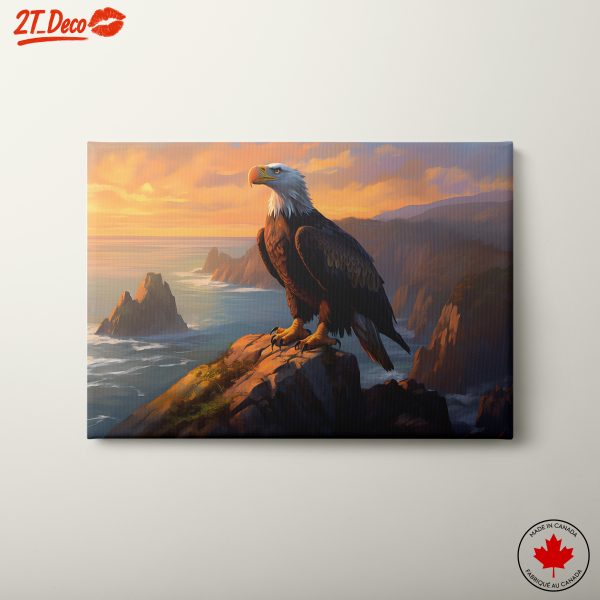 Majestic Eagle Against Ocean Sunset