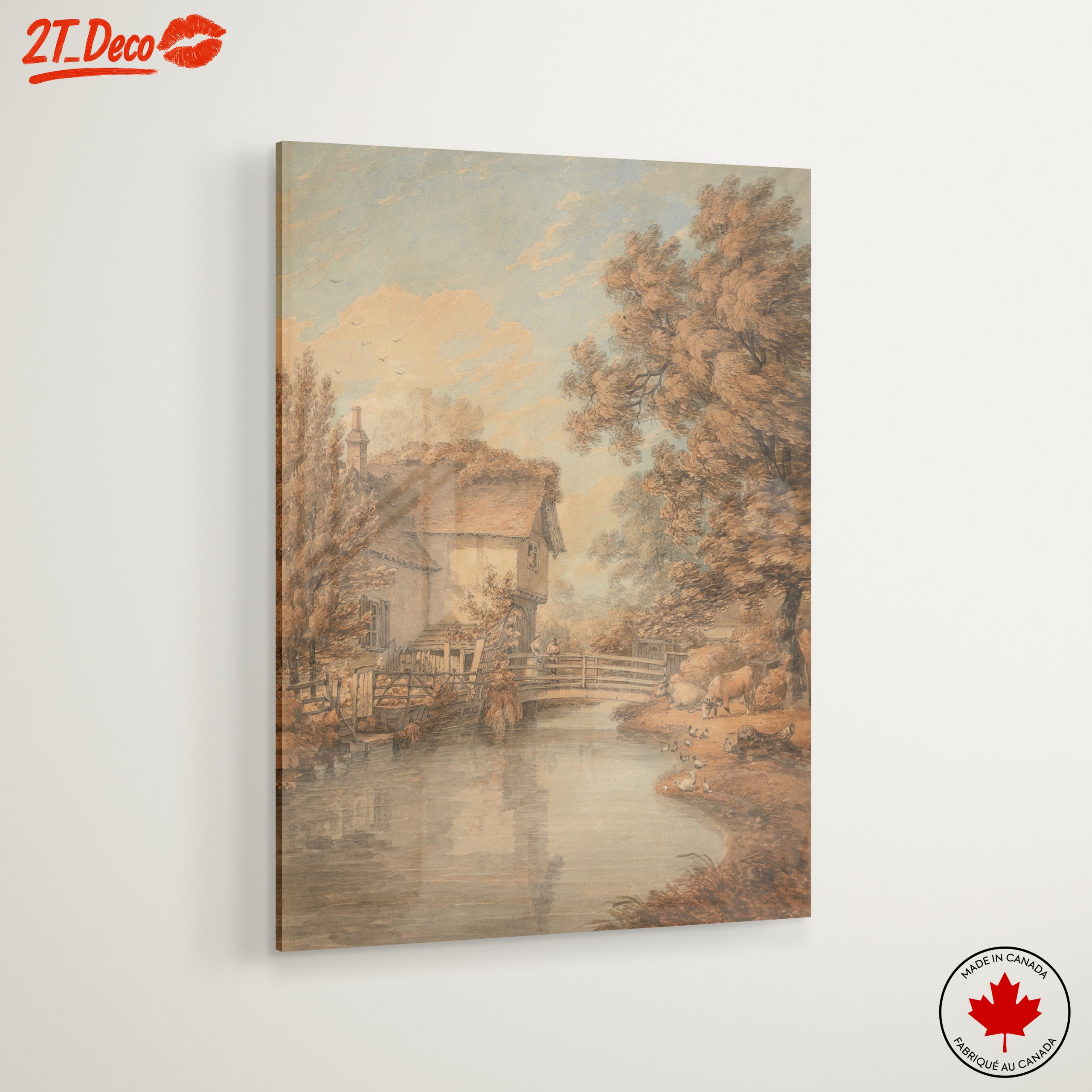 Serene Cottage Landscape by Water - Image 6