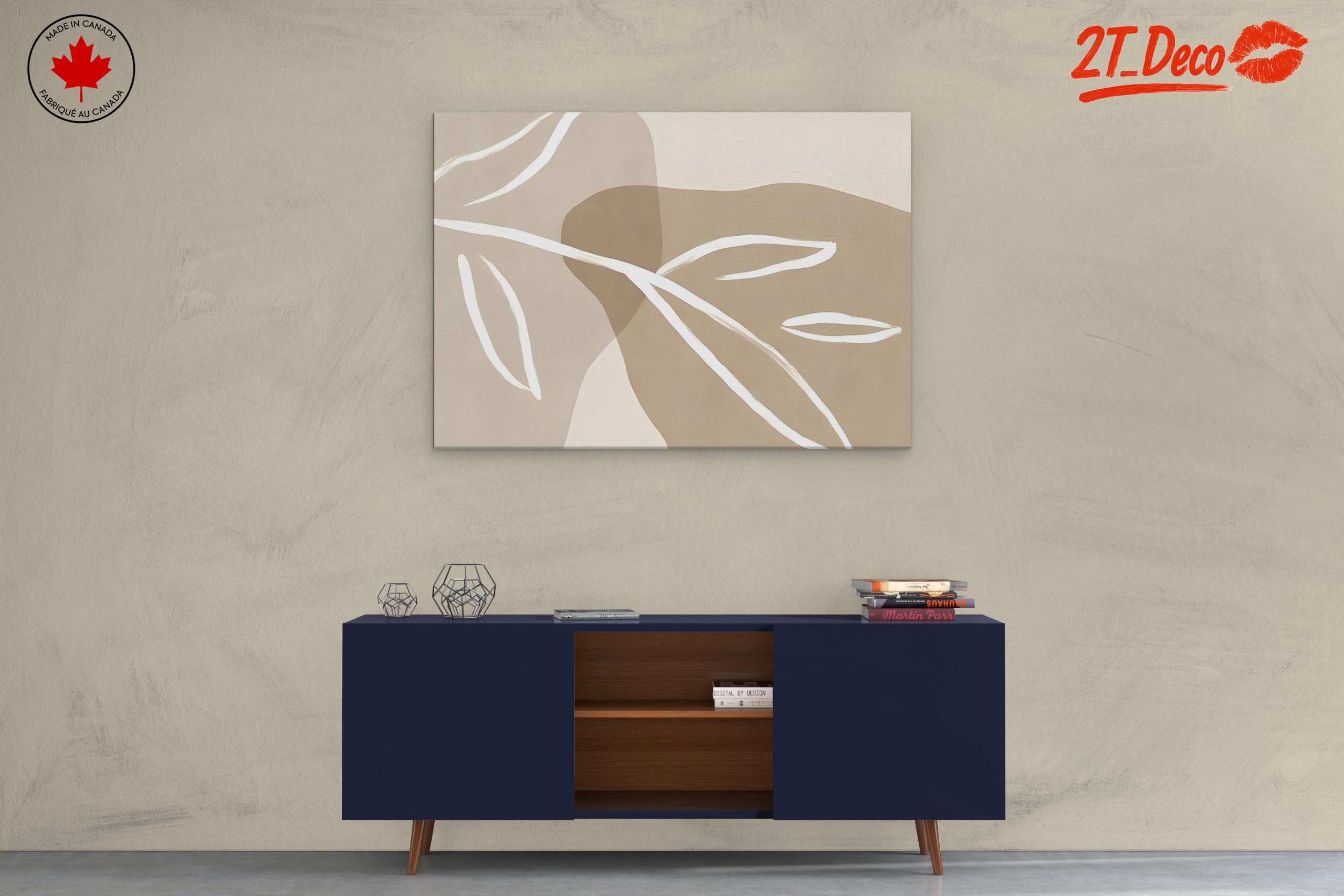 Minimalist Botanical Artwork with Leaf Design - Image 3