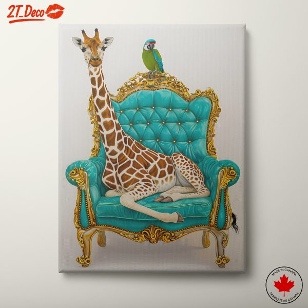 Whimsical Giraffe and Parrot Art