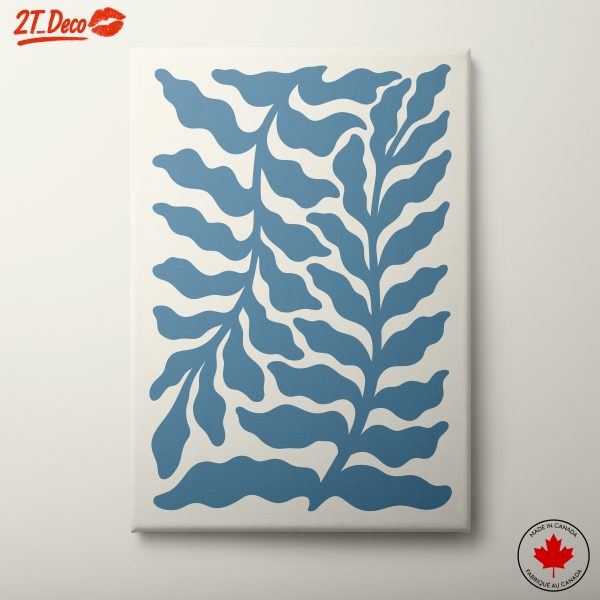 Stylized Blue Botanical Leaves Artwork