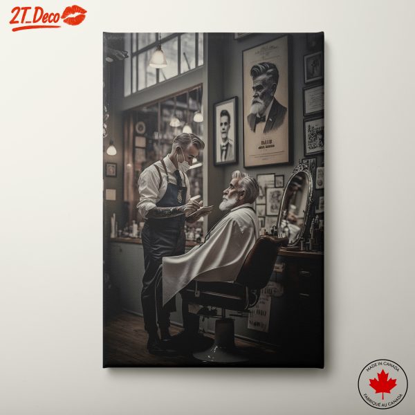 Stylish Barber Scene in Vintage Shop