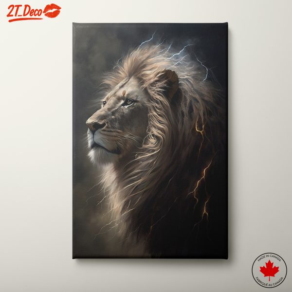 Majestic Lion Portrait with Electric Energy