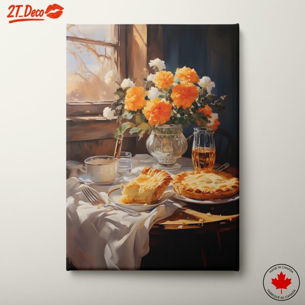 Still Life With Delicious Pastry and Floral Arrangement