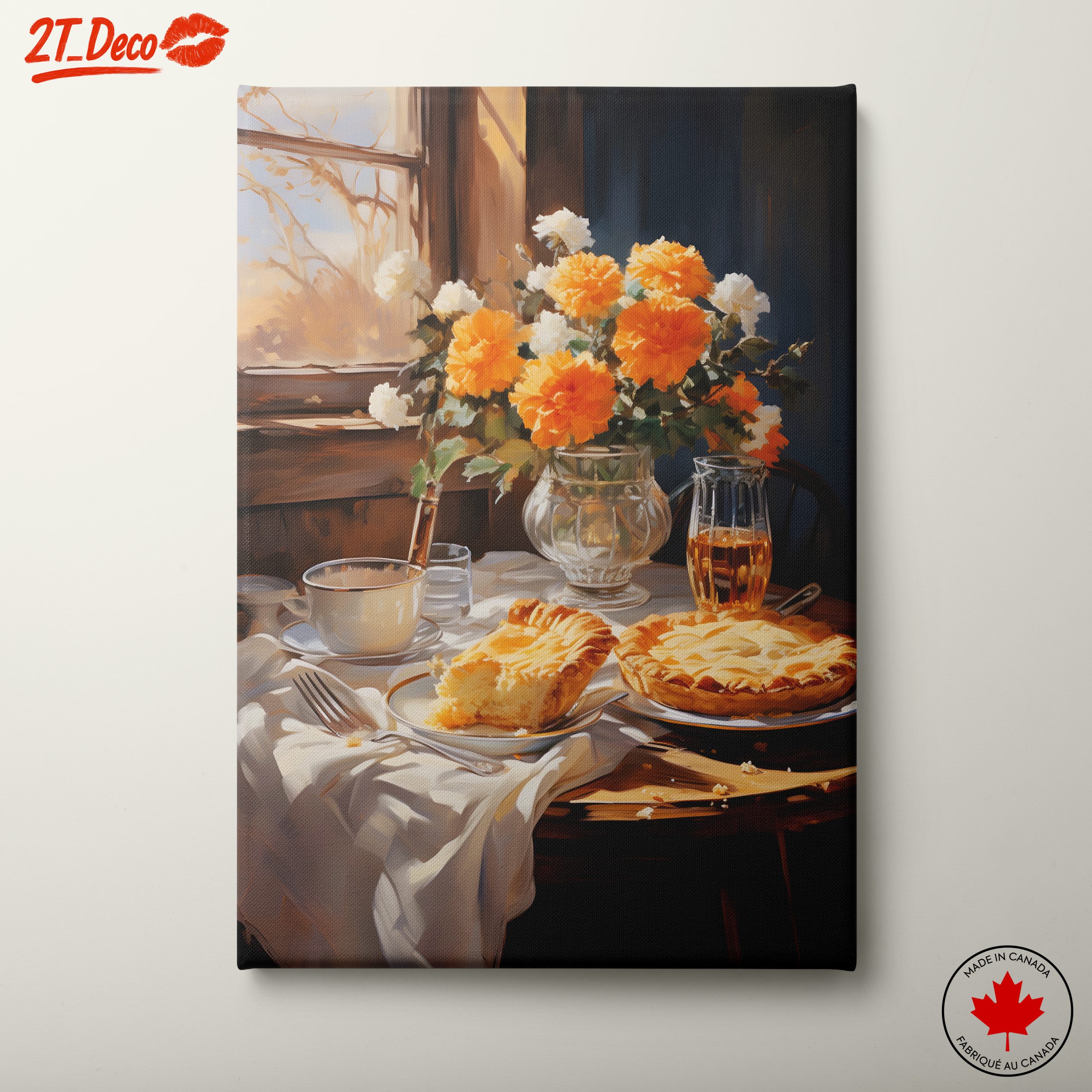 Still Life With Delicious Pastry and Floral Arrangement