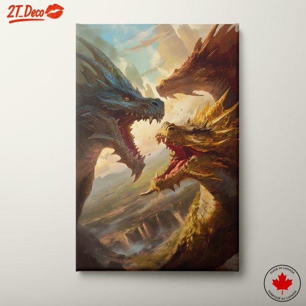 Epic Dragons Battle in Fantasy Landscape