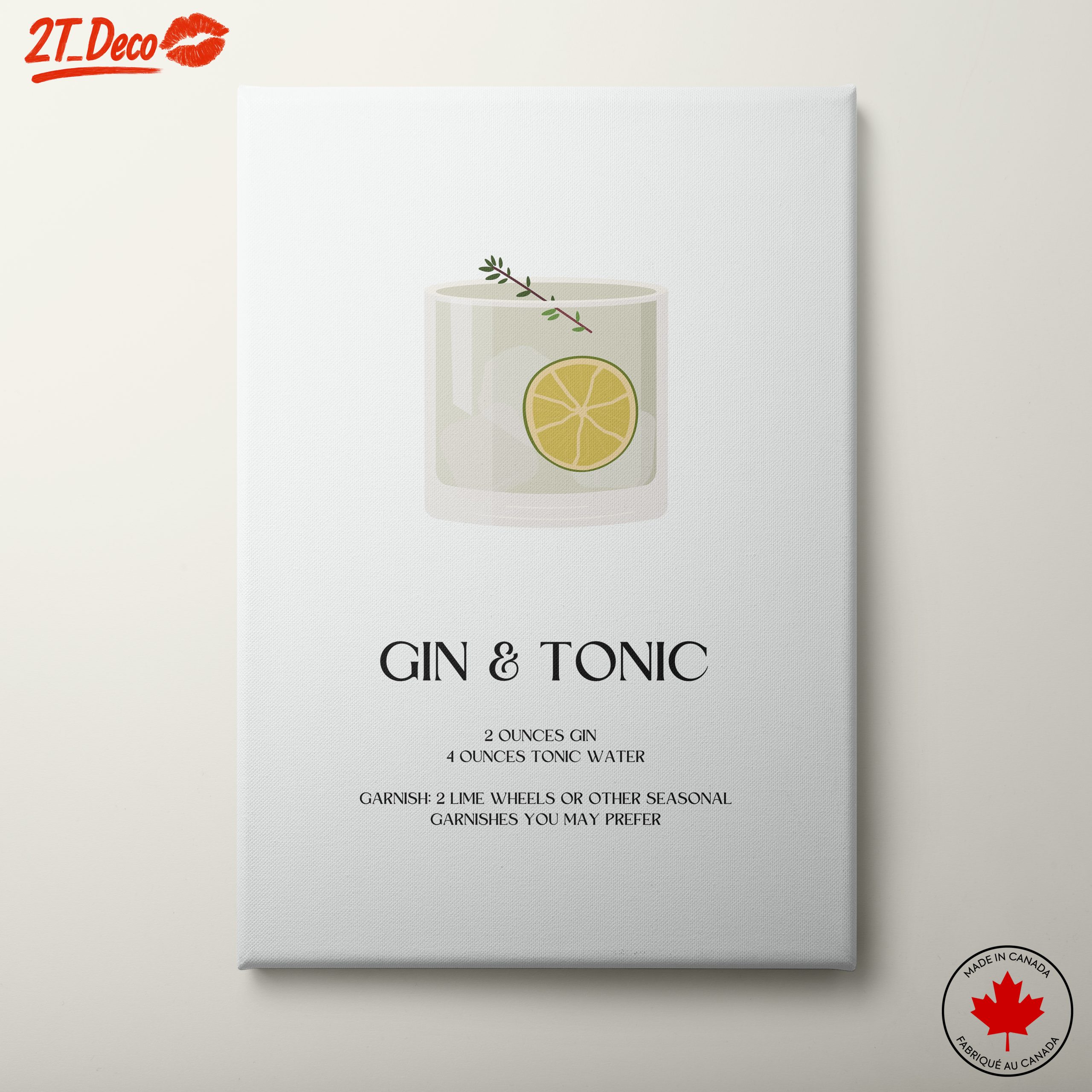 Gin and Tonic Recipe Wall Art