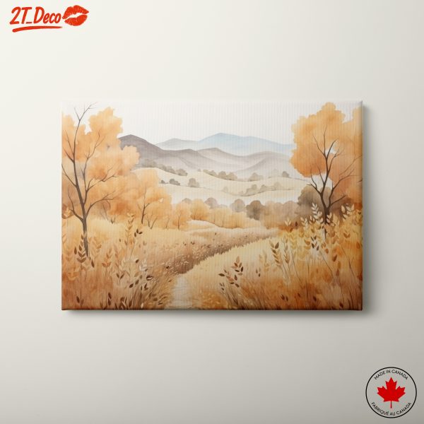 Warm Autumn Landscape with Golden Trees