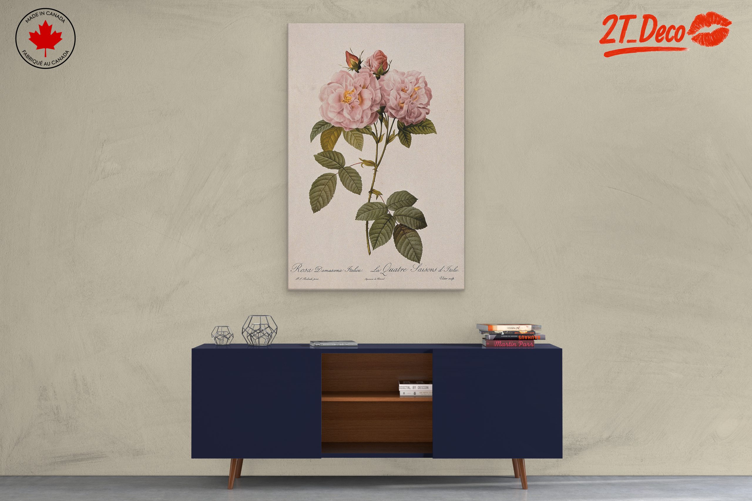 Elegant Pink Roses Botanical Artwork - Image 3