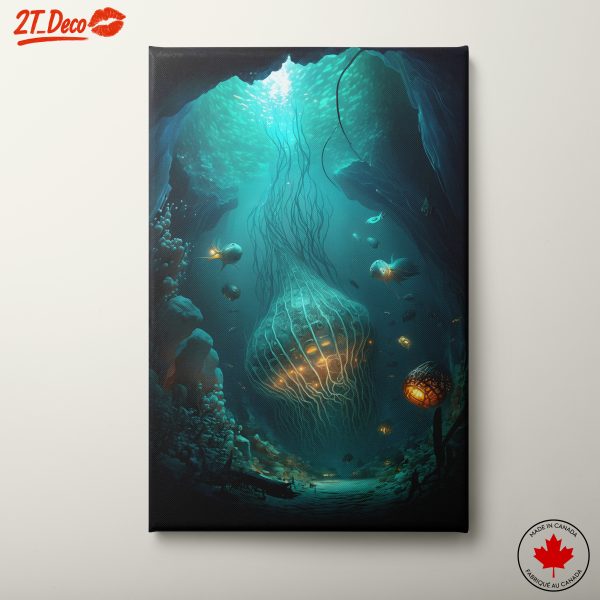 Abstract Underwater Scene with Marine Life