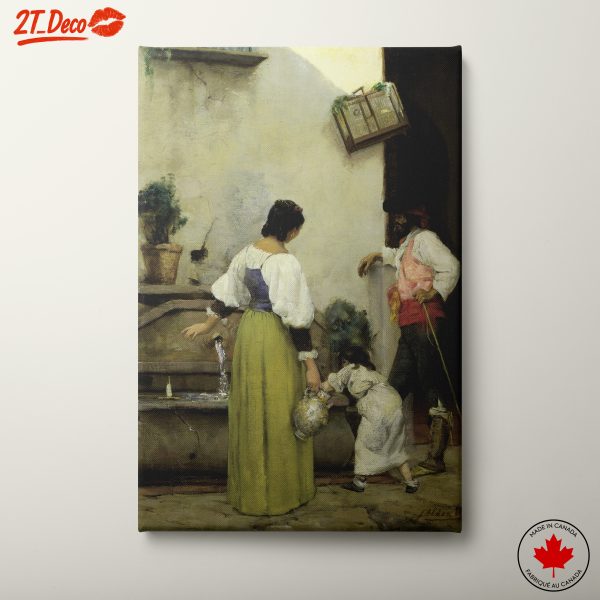 Charming Scene of Fetching Water in a Quiet Courtyard