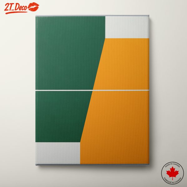 Geometric Abstract Art with Green and Orange