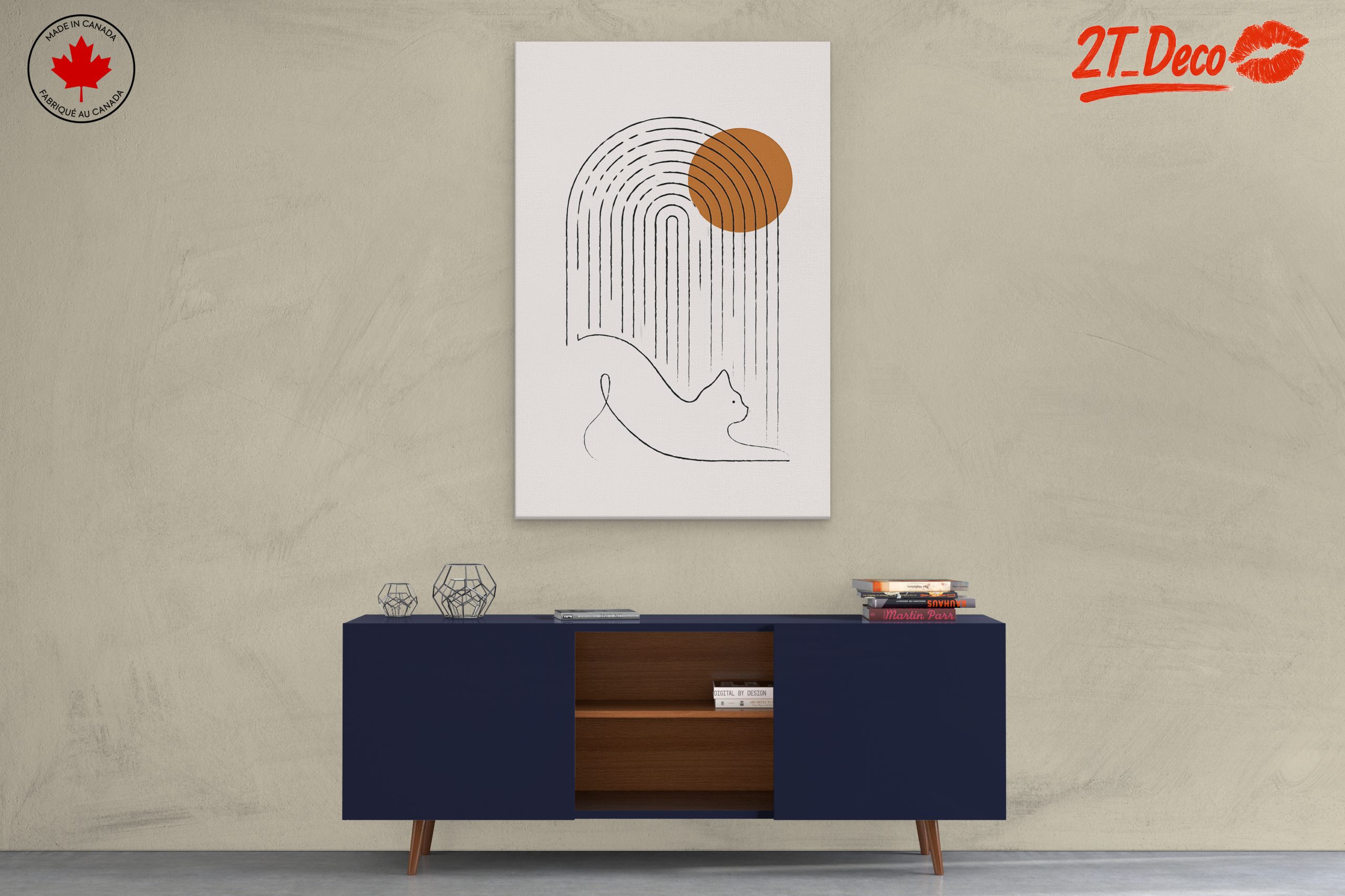 Abstract Whimsical Cat Artwork - Image 3