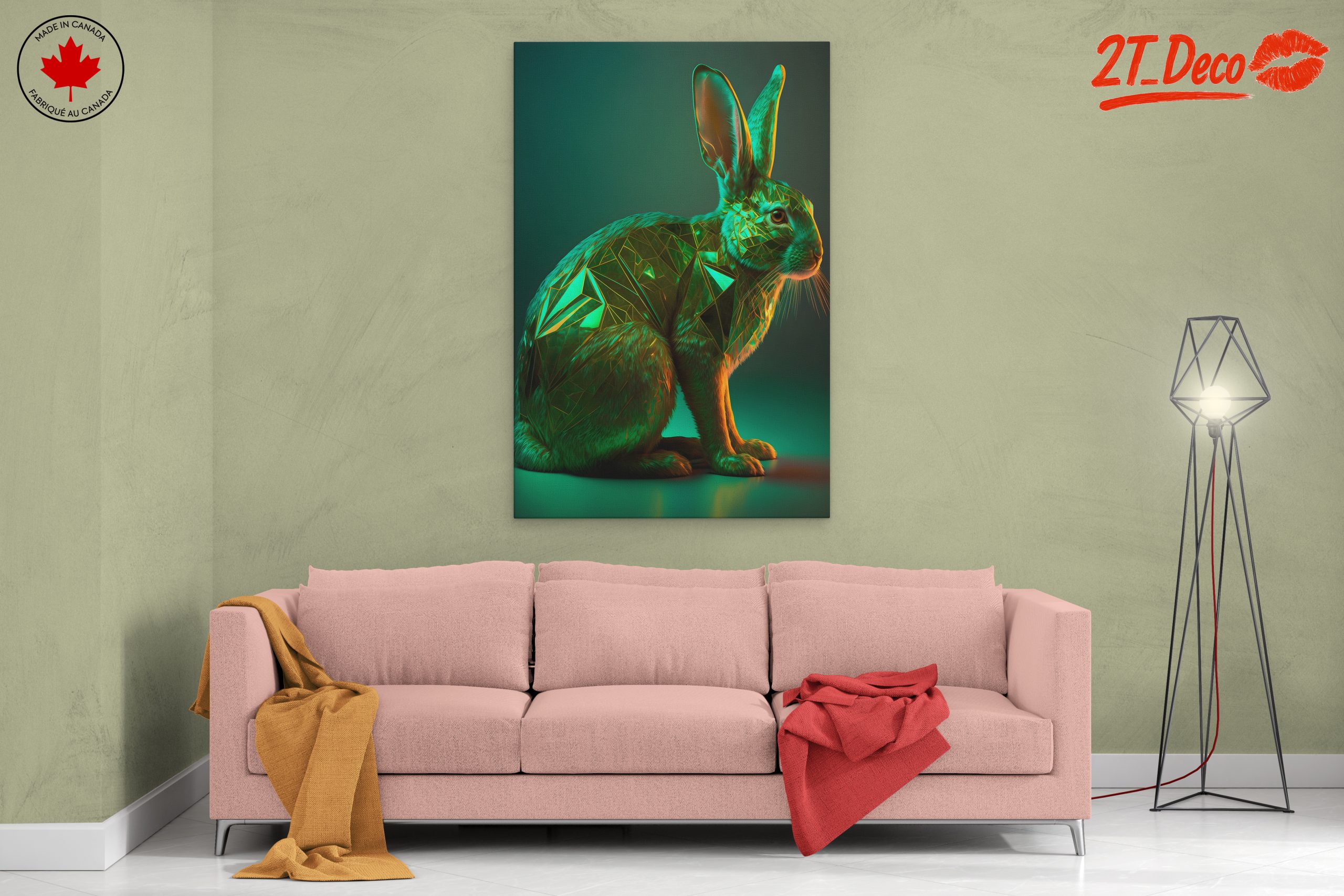 Artistic Rabbit Sculpture in Emerald - Image 2