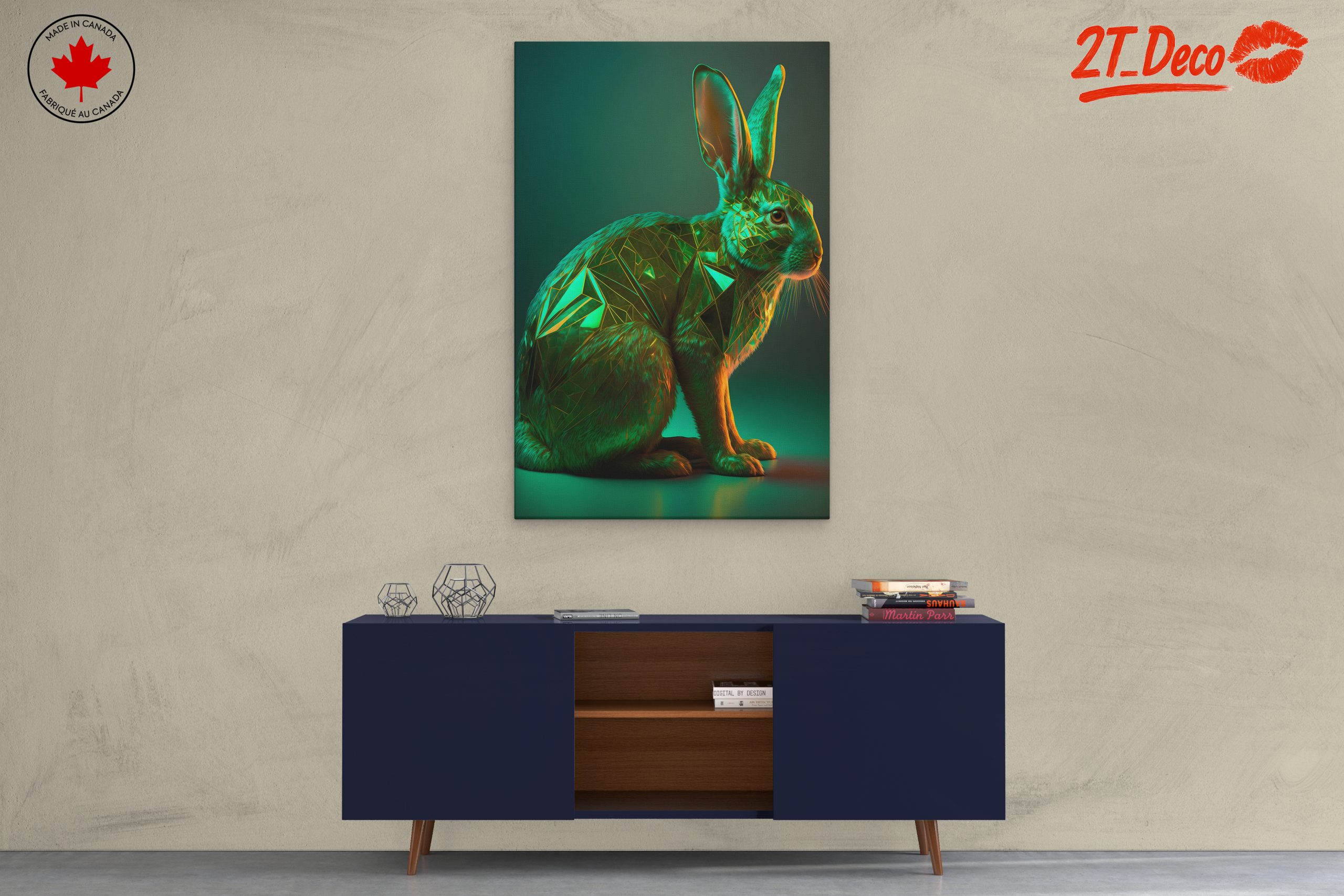 Artistic Rabbit Sculpture in Emerald - Image 3