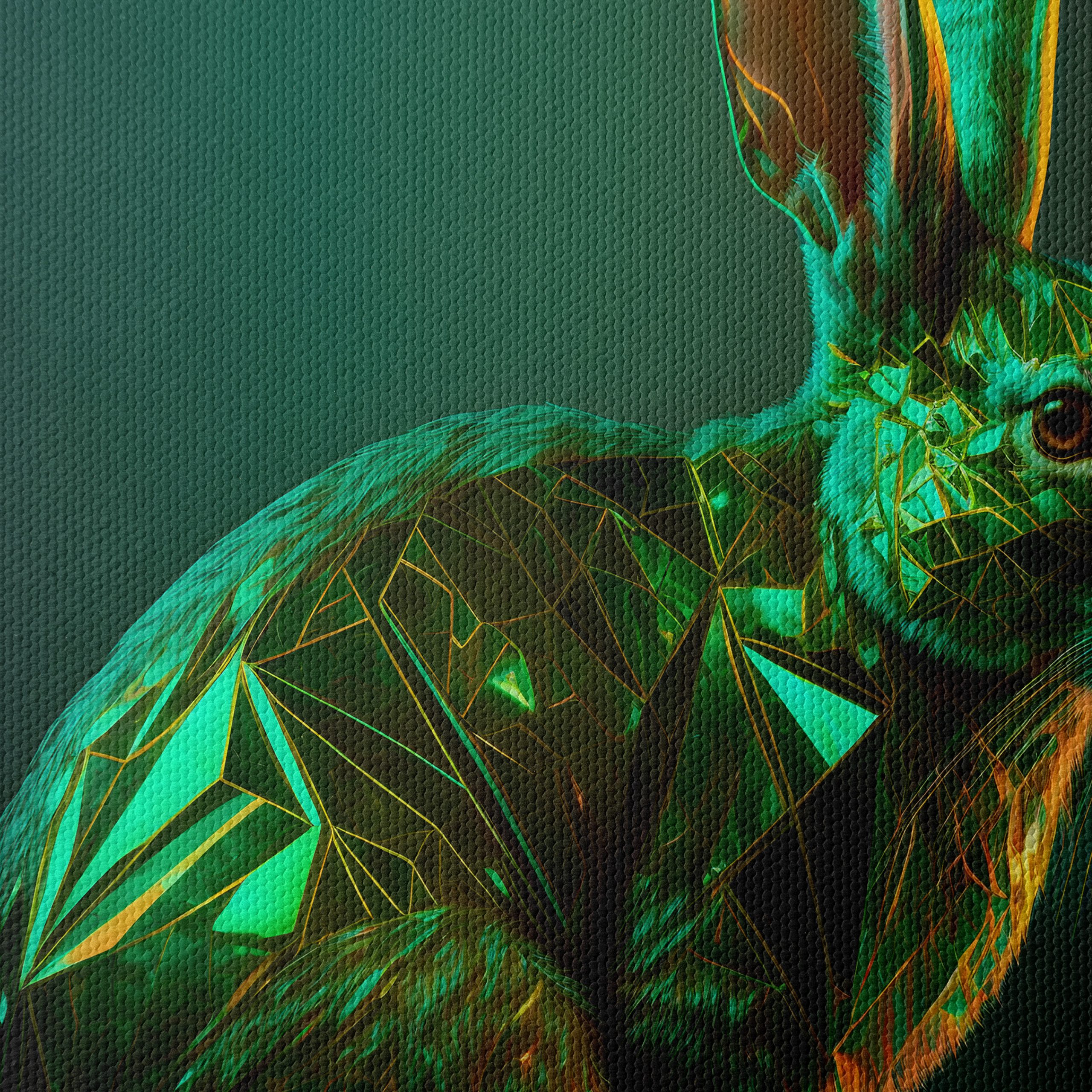 Artistic Rabbit Sculpture in Emerald - Image 4