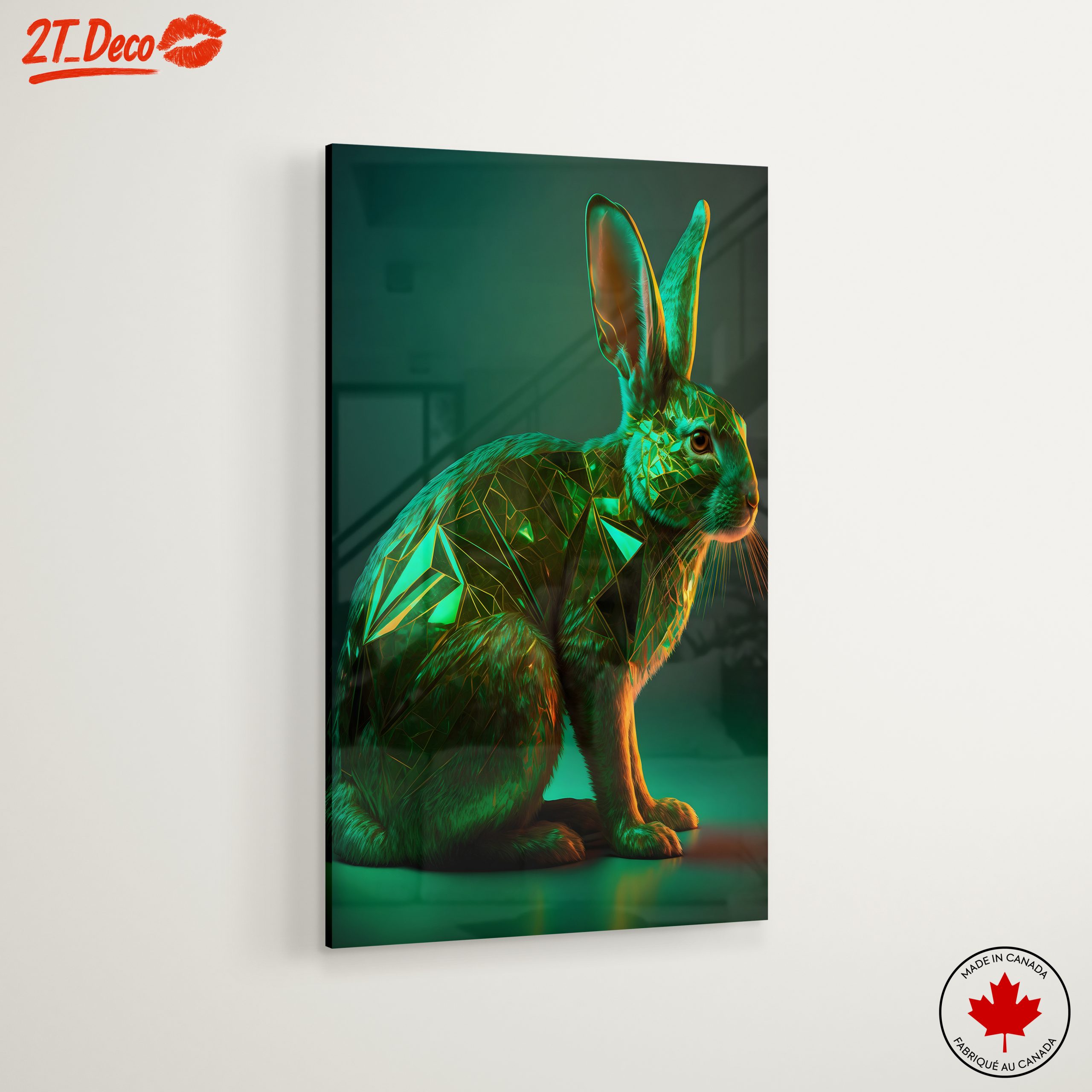 Artistic Rabbit Sculpture in Emerald - Image 6