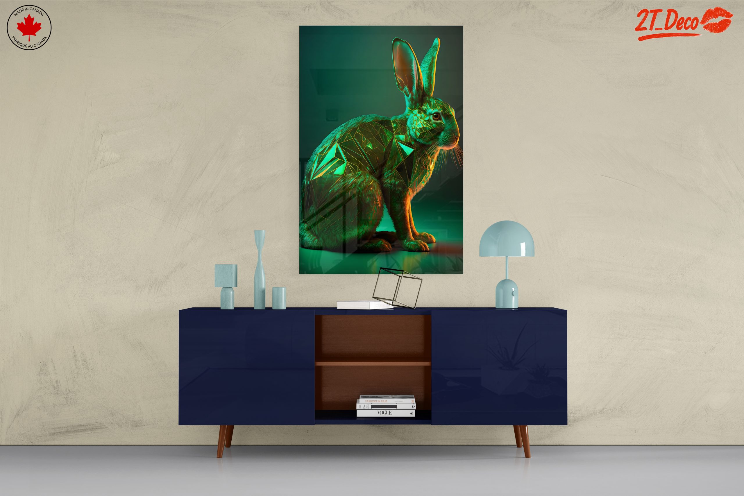 Artistic Rabbit Sculpture in Emerald - Image 8